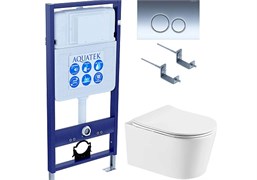 AQUATEK Оберон SET (рама AQUATEK Standard INS-0000012 с клавишей KDI-0000018 и крепежом KKI-0000002+унитаз ОБЕРОН AQ1365T-00 с тонким сиденьем, белый SET AQUATEK ОБЕРОН T KDI18