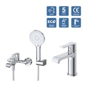 BELBAGNO Aurora Комплект смесителей для ванной - смеситель для ванны и смеситель для раковины, хром AURORA-VASM/LVM-CRM
