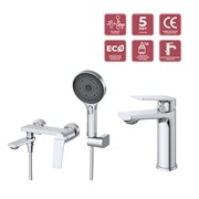 CEZARES Comfort Комплект смесителей для ванной - смеситель для ванны и смеситель для раковины, хром COMFORT-VD/LS-01