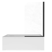 AQUATEK Шторка на ванну стеклянная 80см, одноэлементная, поворотная, черная матовая, стекло прозрачное, закаленное AQ.BSRC.080.1BL