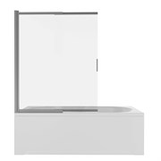 AQUATEK Шторка на ванну стеклянная 100см, раздвижная, двухэлементная профиль оружейная сталь, стекло прозрачное, закаленное AQ.BSS.100.1GM