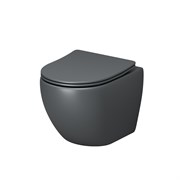 GROSSMAN Унитаз подвесной Color GR-4455GMS (495х365х375) безободковый,серый матовый с тонкой крышкой,микролифт GR-4455GMS