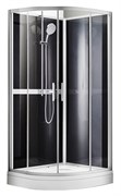 AZARIO Душевая кабина  DENVER 90х90х200 прозрачное стекло 4 мм. покрытие Easy Clean, задняя панель черная, цвет профиля серый (AZ-N10812 900), двери раздвижные AZ-N10812 900