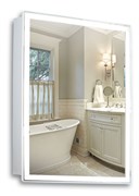 AZARIO Зеркало-шкаф Киото 60 (600х800) c подсветкой и диммером + часы (LED-00002358), цвет белый LED-00002358