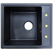 AZARIO Кухонная мойка Milas 480х420х197 кварцевая, прямоугольная, сифон в комплекте, цвет Черный (CS00097657) CS00097668
