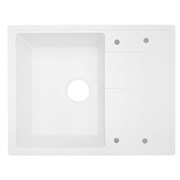 AZARIO Кухонная мойка Tavas 620х480х197 кварцевая, прямоугольная, сифон в комплекте, цвет Белый (CS00097670) CS00097670