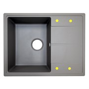 AZARIO Кухонная мойка Tavas 620х480х197 кварцевая, прямоугольная, сифон в комплекте, цвет Серый (CS00097671) CS00097671