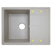 AZARIO Кухонная мойка Tavas 620х480х197 кварцевая, прямоугольная, сифон в комплекте, цвет Песочный (CS00097672) CS00097672