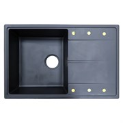 AZARIO Кухонная мойка Izmir 740х480х197 кварцевая, прямоугольная, сифон в комплекте, цвет Черный (CS00097684) CS00097684