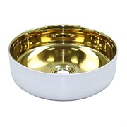 AZARIO Раковина-чаша 355х355х120 накладная, круглая, белый, золото (AZ-3134-ST-WG) AZ-3134-ST-WG