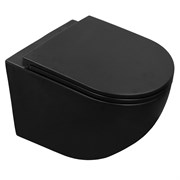 AZARIO Унитаз подвесной  Grado 370х490х360 безободковый, система антивсплеск (Торнадо), с быстросъемным сиденьем микролифт, черный матовый (AZ-0046-UQ1-MB) AZ-0046-UQ1-MB