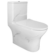 AZARIO Унитаз-моноблок  Terni 350х670х760 напольный, безободковый, горизонтальный слив, сиденье дюропласт микролифт, цвет - белый мрамор (AZ-8618M) AZ-8618M