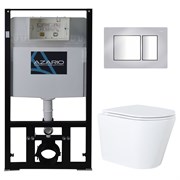 AZARIO Сет инсталляция + унитаз Teramo( круглый) с сидением микролифт + панель смыва, хром глянцевый (AZ-8010-1000+AZ-8200-0031+AZ-0053) AZ-8010-1000+AZ-8200-0031+AZ-0053