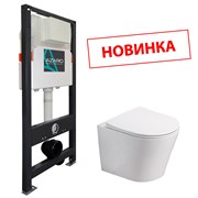 AZARIO Сет NEW Инсталляция для подвесного унитаза 3/6л + подвесной унитаз Teramo безободковый, в комплекте с быстросъемным сидением микролифт (AZ-501A+AZ-0053SP) AZ-501A+AZ-0053SP