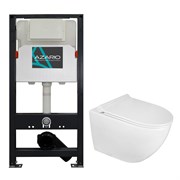 AZARIO Сет NEW Инсталляция для подвесного унитаза 3/6л+ Подвесной безободковый унитаз GENO с сиденьем микролифт (AZ-501A+AZ-2196) AZ-501A+AZ-2196