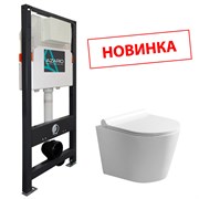 AZARIO Сет NEW Инсталляция для подвесного унитаза 3/6л + Подвесной унитаз NOVA безободковый, с быстросъемным сиденьем микролифт (AZ-501A+AZ-2217) AZ-501A+AZ-2217