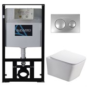AZARIO Сет инсталляция с панелью смыва + унитаз Nova с сиденьем микролифт+клавиша 0011, хром глянцевый (AZ-8010-1000+AZ-8200-0011+AZ-2216 SP) AZ-8010-1000+AZ-8200-0011+AZ-2216 SP