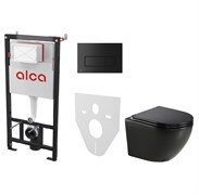 AZARIO Сет инсталляция Alсa AM101/1120-4:1 RU M578-0001 + унитаз Grado AZ-0046 чёрный матовый с сиденьем ми AM101/1120-4:1 RU M578-0001+AZ-0046N-MB