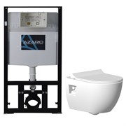 AZARIO Сет инсталяция + унитаз Creo Ceramique Ocean plus подвесной безободковый с тонким сиденьем микролифт AZ-8010-1000+Ocean plus