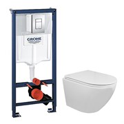 AZARIO Сет 3 в 1 инсталляция Grohe Rapid SL с клавишей смыва + подвесной унитаз Grado c быстросъемным сиденьем микролифт (38772001+AZ-0046N) 38772001+AZ-0046N