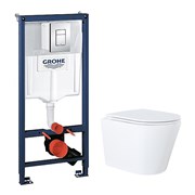AZARIO Сет 3 в 1 инсталляция Grohe Rapid SL с клавишей смыва + подвесной унитаз Teramo c быстросъемным сиденьем микролифт (38772001+AZ-0053) 38772001+AZ-0053