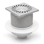 AZARIO Душевой трап DN50 12,2х12,2см, пластиковый, с воротником, вертикальный слив, универсальный, решетка из нержавеющей стали (AZ-420 X L) AZ-420 X L