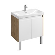 AQUATON Тумба под раковину Сканди Doors 80 Белый глянец/Дуб Рустикальный (1A282901SDZ90) 1A282901SDZ90