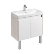 AQUATON Тумба под раковину Сканди Doors 80 Белый глянец/Дуб Верона (1A282901SDB20) 1A282901SDB20