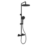 SANCOS Душевая стойка Teo c термостатом, с регулировкой по высоте, c верхним душем ?250 мм , ручным душем ?130 мм, 3 режима, цвет черный матовый, арт. SC11001MB SC11001MB