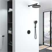 VINCEA Душевой комплект Inspire VSFW-3I22MT2MB встраиваемый, термостатический, двухрежимный, черный VSFW-3I22MT2MB
