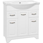 STYLE LINE Тумба с раковиной Олеандр-2 75 (2ящ.) под умывальник Байкал 75, белая ЛС-00000048