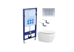 SET AQUATEK ЛЕЯ-011 4в1 (рама AQUATEK Standard INS-0000012+крепеж KKI-0000002+клавиша KDI-0000011+унитаз ЛЕЯ AQ1199-00 с тонким сиденьем soft-close) SET AQUATEK ЛЕЯ cm-011 4в1