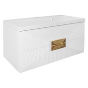 AZARIO Комплект ZENA Тумба 100/2 1000х450х585 подвесная, с раковиной CLASSIK 100, белый глянец, ручка золото (CS00097709) CS00097709