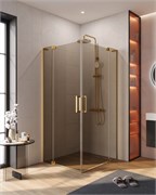 CEZARES Slider Душевой уголок прямоугольный размер 90x80 см, профиль - брашированное золото / стекло - бронза, двери распашные SLIDER-AH-2-80/90-90/100-BR-BORO