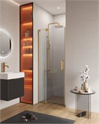 CEZARES Slider Душевая дверь в нишу распашная ширина 70 см профиль - брашированное золото / стекло - прозрачное SLIDER-B-1-70/80-C-BORO