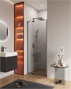 CEZARES Slider Душевая дверь в нишу распашная ширина 70 см профиль - оружейная сталь / стекло - прозрачное SLIDER-B-1-70/80-C-GM