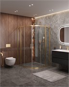 CEZARES Molveno Душевой уголок полукруглый размер 130x130 см двери раздвижные профиль - брашированное золото / стекло - прозрачное MOLVENO-R-22-100+30-C-BORO-IV