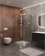 CEZARES Molveno Душевой уголок полукруглый размер 90x90 см двери раздвижные профиль - брашированное золото / стекло - прозрачное MOLVENO-R-2-90-C-BORO-IV