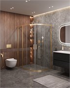 CEZARES Molveno Душевой уголок асимметричный размер 110x90 см двери раздвижные профиль - брашированное золото / стекло - прозрачное MOLVENO-RH-2-110/90-C-BORO-IV