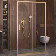 CEZARES Molveno Душевой уголок прямоугольный размер 140x90 см двери раздвижные профиль - брашированное золото / стекло - прозрачное MOLVENO-AH-12-140/90-C-BORO-IV