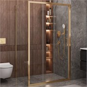 CEZARES Molveno Душевой уголок прямоугольный размер 120x90 см двери раздвижные профиль - брашированное золото / стекло - прозрачное MOLVENO-AHF-31-120/90-C-BORO-IV
