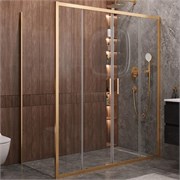 CEZARES Molveno Душевой уголок прямоугольный размер 170x90 см двери раздвижные профиль - брашированное золото / стекло - прозрачное MOLVENO-AH-2/1-170/90-C-BORO-IV