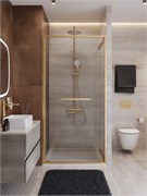 CEZARES Lux Душевая дверь в нишу раздвижная ширина 90 см, цвет профиль - золото брашированное / стекло - прозрачное LUX-B-FS-1-90-C-BORO