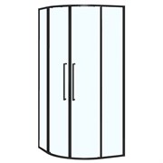 AZARIO Душевое ограждение SHANGHAI 900х900х1950 четверть круга, прозрачное стекло 6 мм, профиль черный матовый, двери раздвижные AZ-S43-90-MB-CL