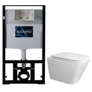 AZARIO Сет: Инсталляция для подвесного унитаза  3/6л + унитаз  Teramo  подвесной, безободковый, слив 