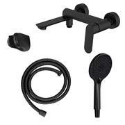 AZARIO Cмеситель для ванны Alanti с ручным душем, керамический картридж, шланг 150 см, черный матовый (AZ-K3032B) AZ-K3032B