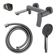 AZARIO Смеситель для ванны Escaro с ручным душем, керамический картридж, шланг 150 см, графит (AZ-K3074GR) AZ-K3074GR