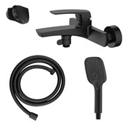 AZARIO Смеситель для ванны Conda с ручным душем, керамический картридж, шланг 150 см, черный матовый (AZ-K3011B) AZ-K3011B