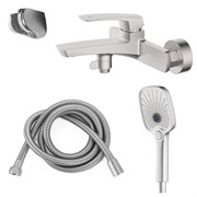 AZARIO Смеситель для ванны Conda с ручным душем, керамический картридж, шланг 150 см, сатин (AZ-K3011BN) AZ-K3011BN