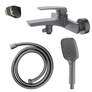 AZARIO Смеситель для ванны Conda с ручным душем, керамический картридж, шланг 150 см, графит (AZ-K3011GR) AZ-K3011GR